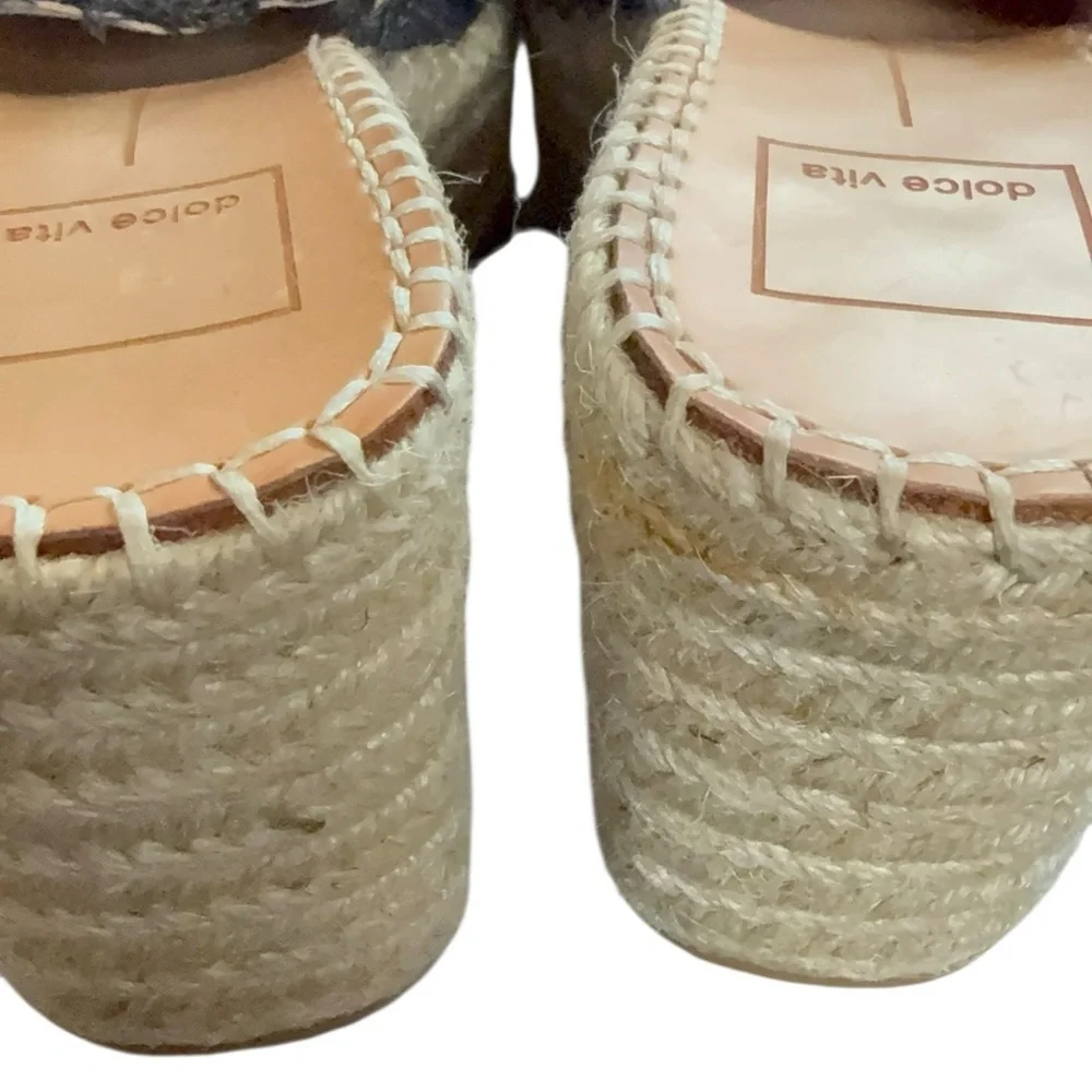 Dolce Vita Denim Espadrille Platform Wedge Slides